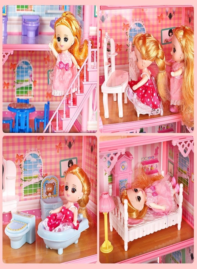 Junona Dollhouse for 3-10 Year Old Girls, 11-Room Doll House with Lights, Steam Chimney, Garden, Furniture, Accessories, and Doll, DIY Pretend Play Kit, Gift for Girls - Pink - Image 5